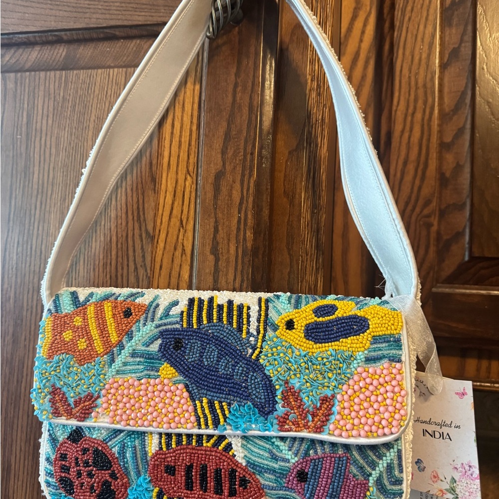 Viral Beaded Fish Design Shoulder Bag